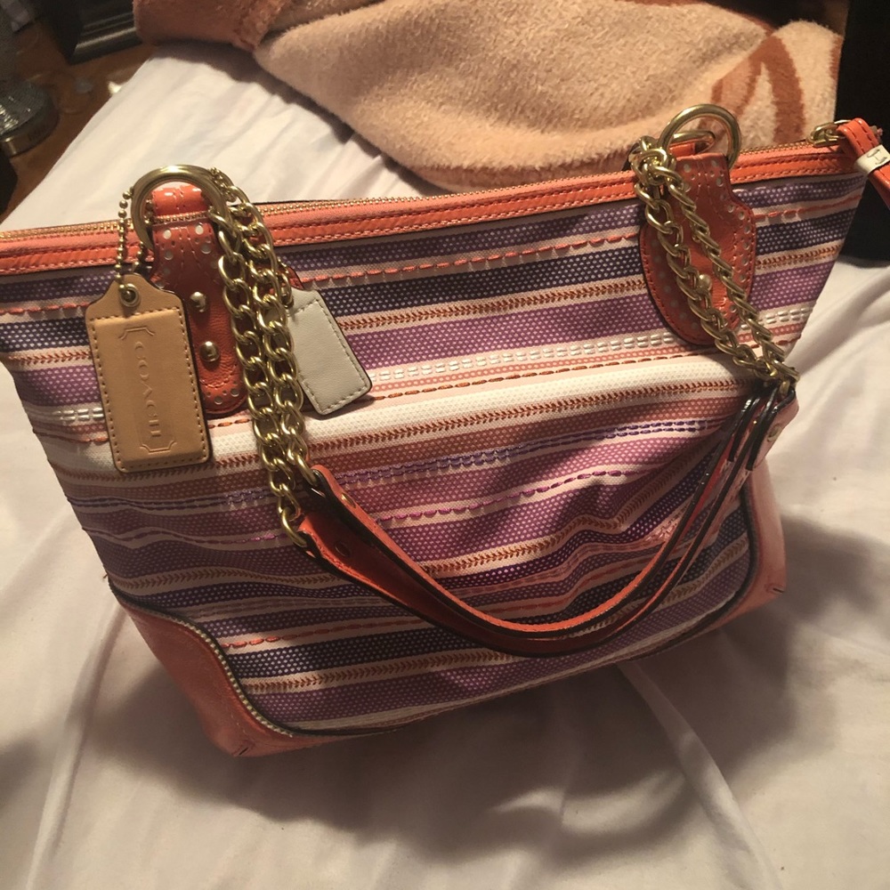 Coach striped sequin purse